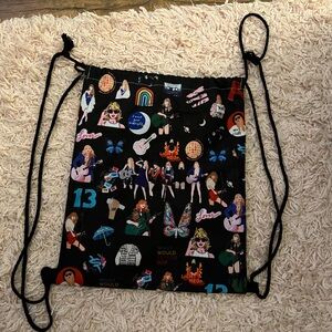Taylor Swift Eras tour black drawstring bag
